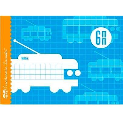 LAMELA LIBRETA GRAPADA 16H 4º APAISADO 70GR CUADROVÍA 6MM C/MARGEN CUBIERTA BÁSICA