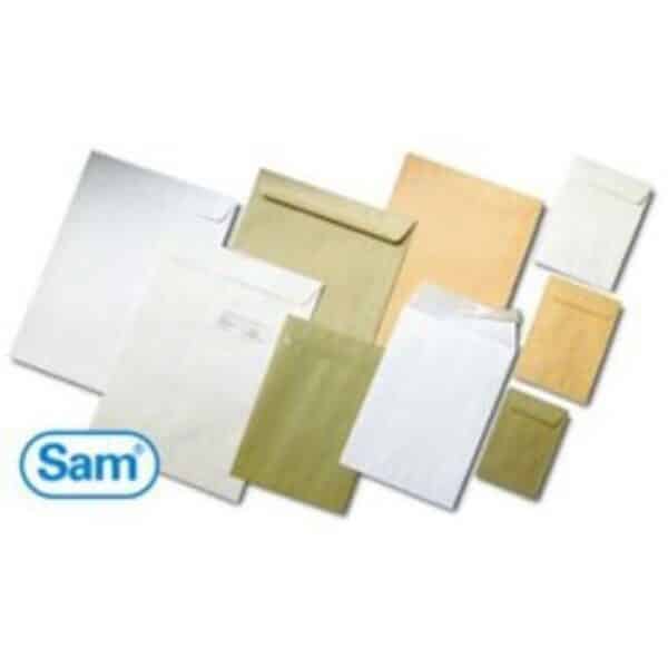 SAM SOBRE COMERCIAL 12176/6 ENGOMADO 120X176 70 GRAMOS CAÑA VERJURADO 500 SOBRES