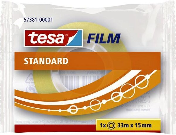 TESA FILM CINTA ADHESIVA TRANSPARENTE STANDARD ROLLO 15MM X 33M EN BOLSITA