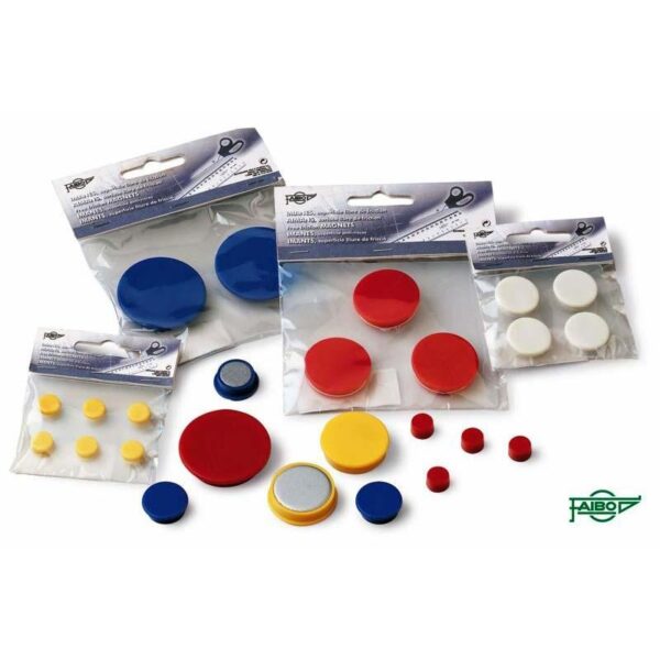 FAIBO IMAN REDONDO PARA PIZARRA MAGNETICA 10MM BLANCO BOLSA DE 20 UNIDADES
