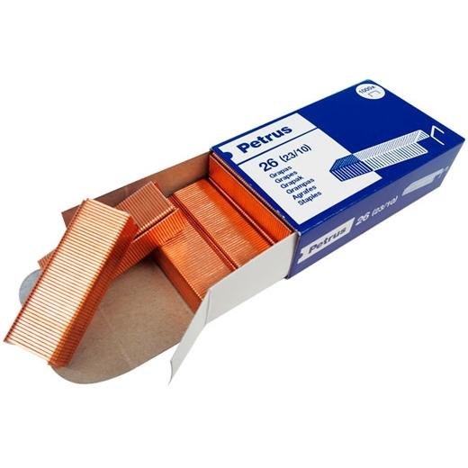 PETRUS GRAPAS MOD.26 (23/10) COBREADAS PARA GRAPADORA 1600 -CAJA DE 1000-