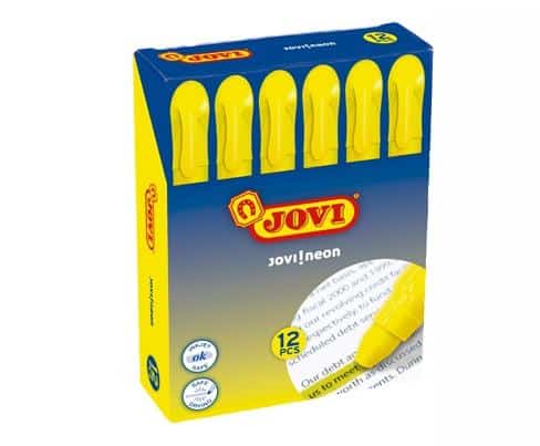 JOVI MARCADOR FLUORESCENTE JOVI!NEON DE GEL EN STICK 140MM AMARILLO CAJA 12 UD