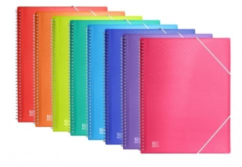 OXFORD CARPETA CON 30 FUNDAS CRISTAL ESPIRAL CON GOMAS URBAN PP COLORES SURTIDOS A4
