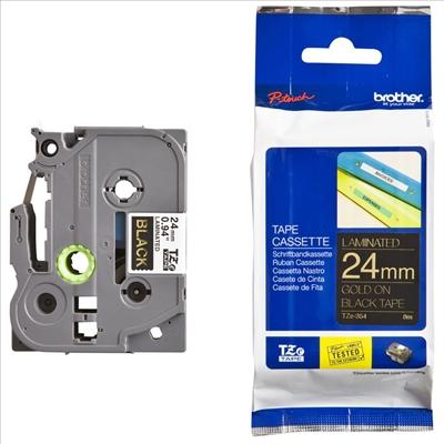 BROTHER CINTA ROTULADORA LAMINADA TEXTO DORADO SOBRE NEGRO - 24MMX8M