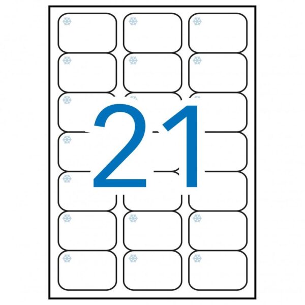 APLI ETIQUETAS ADHESIVAS PARA CONGELADOR 63,5 X 38,1MM LÁSER C/ROMOS 21 X 10H BLANCO