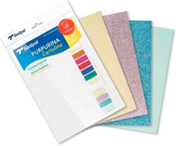 SADIPAL CARTULINA PURPURINA A4 330GR BLISTER DE 5H C/SURTIDOS PASTEL