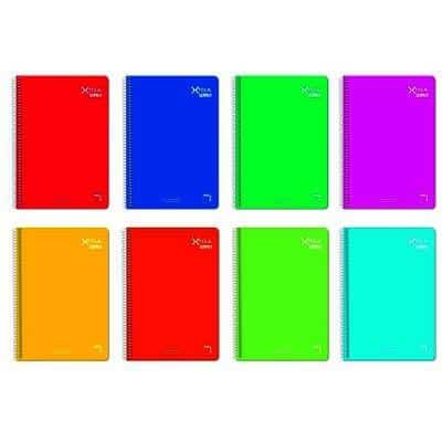 PACSA CUADERNO XTRA PLUS 80H FOLIO 90GR LISO TAPA DURA PACK 5 UD COLORES SURTIDOS