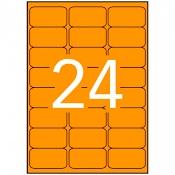 APLI ETIQUETAS ADHESIVAS 64X33,9MM LÁSER C/ROMOS 24 X 20H NARANJA FLUORESCENTE