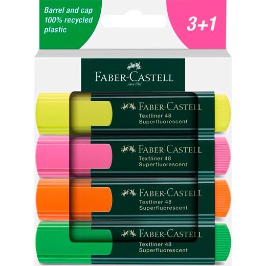 FABER CASTELL MARCADOR FLUORESCENTE TEXTLINER 48 C/SURTIDOS BLÍSTER 3+1 UD