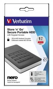 VERBATIM DISCO DURO EXTERNO STORE 'N' GO 1TB HDD 1TB USB 3.1 CON TECLADO Y CLAVE DE ACCESO