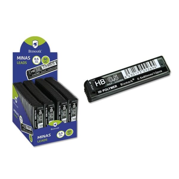 BISMARK MINAS HI-POLYMER 0,5MM HB CAJA EXPOSITORA CON 60 ESTUCHES DE 12 UD GRAFITO