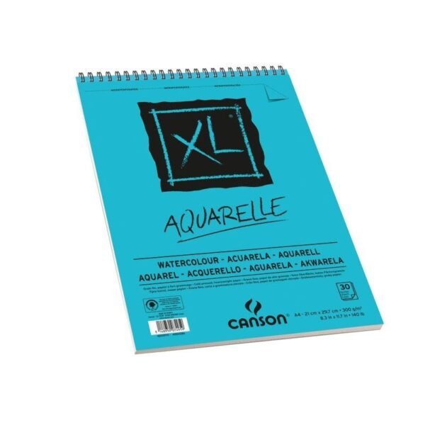 CANSON BLOC ACUARELA AQUARELLE FINO XL ESPIRAL 30 HOJAS 300GR 29,7X42CM -5U-
