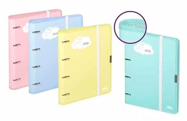 CARCHIVO CARPETA ANILLAS 4X35MM CARPEBLOCK C/RECAMBIO 100H FOLIO 90GR C/GOMA CARTÓN C/RIBETE SOFT TURQUESA