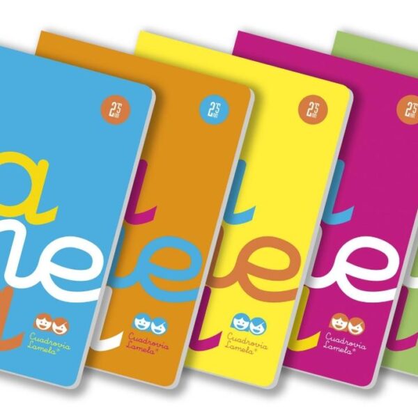 LAMELA LIBRETA GRAPADA 50H A4 90GR CUADROVÍA 3MM CUBIERTA PP C/SURTIDOS