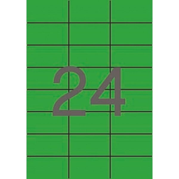 APLI ETIQUETAS ADHESIVAS 70X37MM INKJET/LÁSER C/RECTOS 24 X 20H VERDE