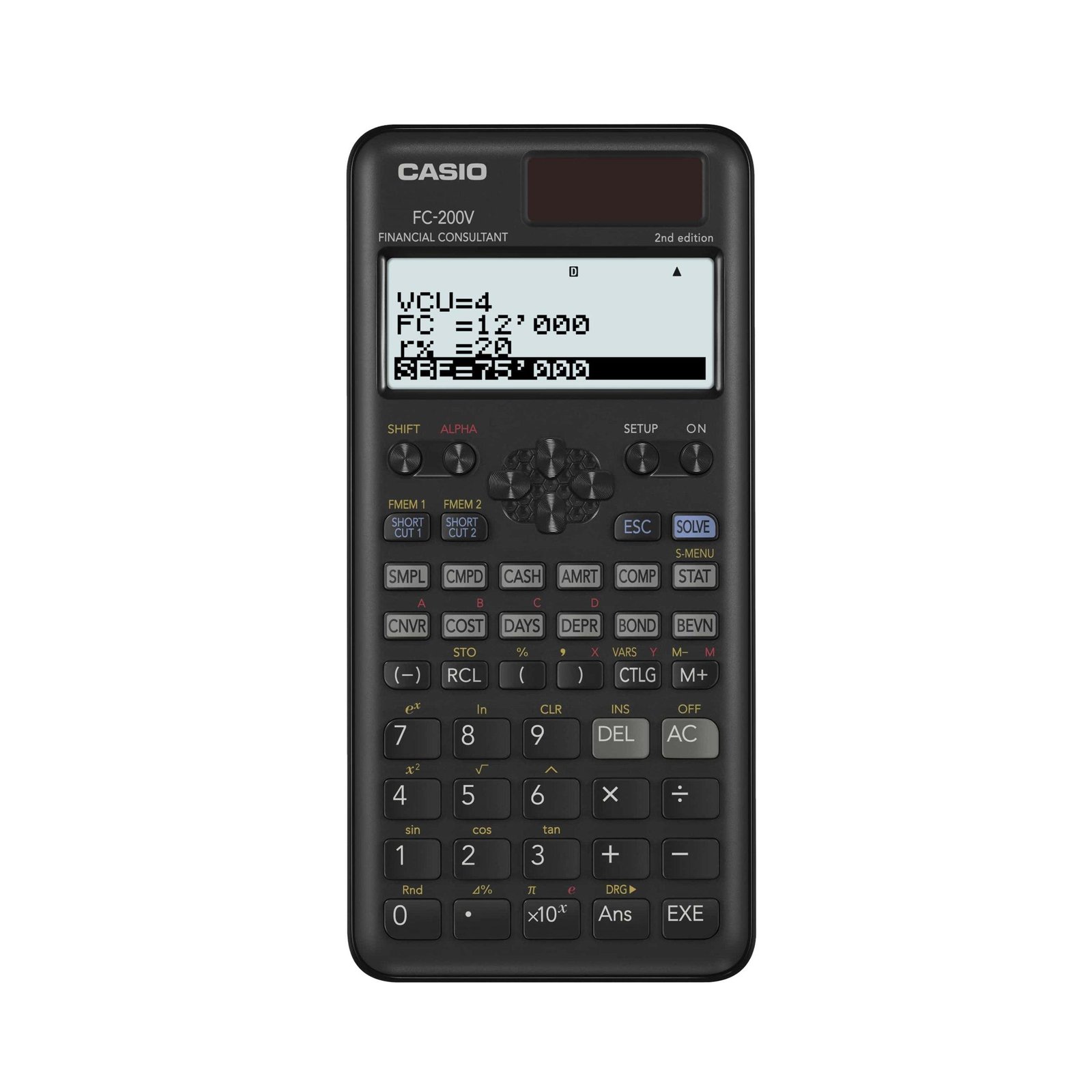 ARC_36173.jpg CASIO CALCULADORA CIENTÍFICA FC-200V-2 SOLAR/PILAS PROGRAMABLE 4 LÍNEAS LCD 10+2 Y 15 DÍGITOS NEGRO - Imagen 1