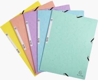 EXACOMPTA CARPETA AQUAREL CARTÓN LUSTRADO 400 GR TRES SOLAPAS GOMAS A4 MATE SURTIDOS PASTEL -5U-