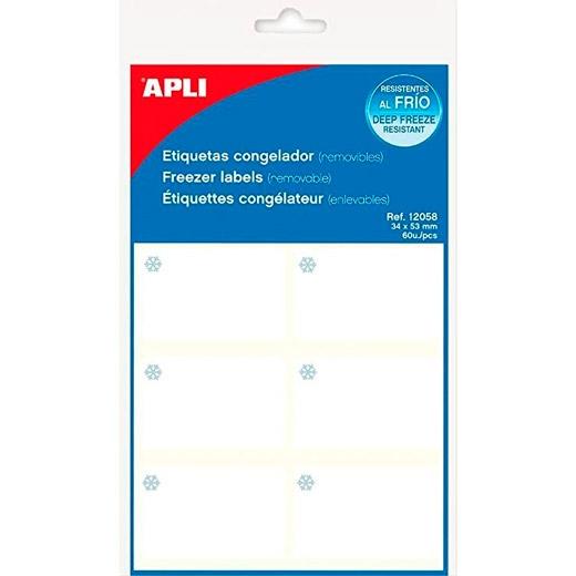 APLI ETIQUETAS ADHESIVAS PARA CONGELADOR 34X53MM ESCRITURA MANUAL C/ROMOS 10H BLANCO