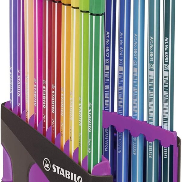 STABILO ROTULADOR PEN 68 COLORES SURTIDOS ESTUCHE PARADE ANTRACITA-ROSA 20 UD