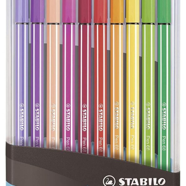 STABILO ROTULADOR PEN 68 COLORES SURTIDOS ESTUCHE PARADE ANTRACITA-AZUL 20 UD