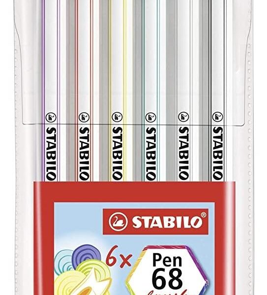 STABILO ROTULADORES PEN 68 BRUSH C/SURTIDOS ESTUCHE PLÁSTICO 6 UD