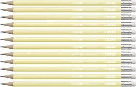 STABILO SWANO LAPIZ GRAFITO CON GOMA PASTEL AMARILLO -12U-