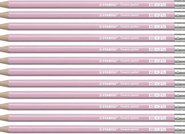 STABILO SWANO LAPIZ GRAFITO CON GOMA PASTEL ROSA -12U-