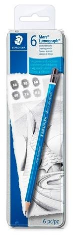 STAEDTLER LÁPICES DE GRAFITO MARS LUMOGRAPH HB-2B-4B-6B-7B-8B CAJA METÁLICA 6 UD