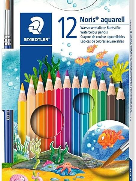 STAEDTLER LÁPICES DE COLORES NORIS AQUARELL + PINCEL SURTIDOS EN ESTUCHE 12 UD