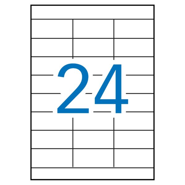 APLI ETIQUETAS ADHESIVAS 70X33,8MM INKJET/LÁSER C/RECTOS 24 X 100H BLANCO
