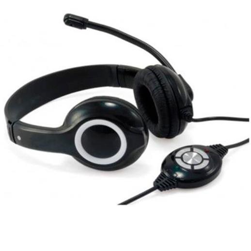 CONCEPTRONIC AURICULARES BIAURAL ESTEREO MICRÓFONO FLEXIBLE C/ CABLE USB NEGRO