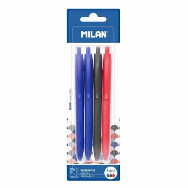 MILAN BOLIGRAFO P1 TOUCH SURTIDOS BLISTER -4U-