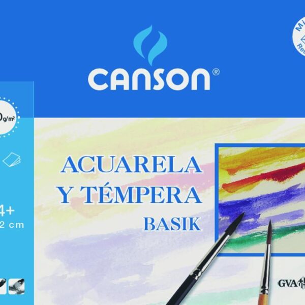 CANSON MINIPACK ACUARELA Y TÉMPERA BASIK 6 HOJAS 24X32CM + 20% DE HOJAS GRATIS
