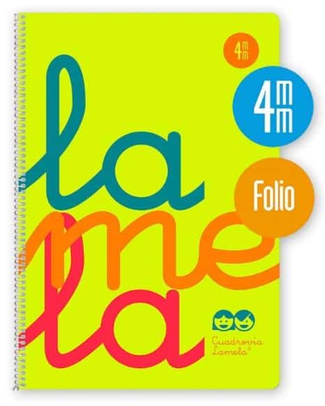 LAMELA CUADERNO ESPIRAL 80H FOLIO 90GR CUADRÍCULA 4MM C/ MARGEN CUBIERTA PP AMARILLO