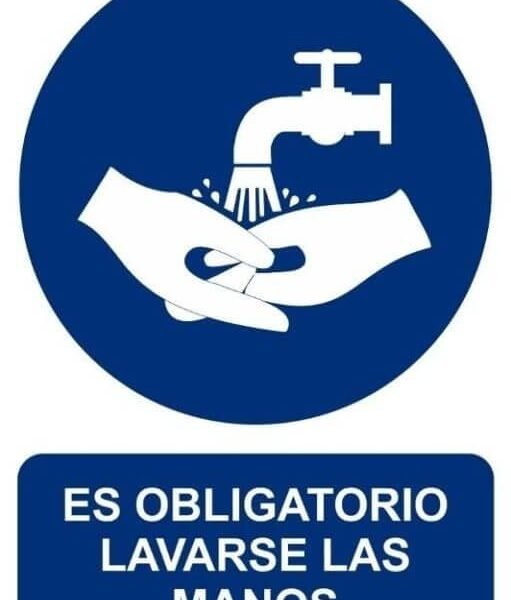 ARCHIVO 2000 SEÑAL "OBLIGATORIO LAVARSE LAS MANOS" 210X297 PVC AZUL Y BLANCO