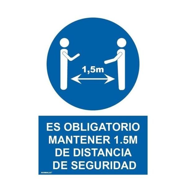 ARCHIVO 2000 SEÑAL "OBLIGATORIO MANTENER LA DISTANCIA DE SEGURIDAD 1,5M" 210X297 PVC AZUL Y BLANCO