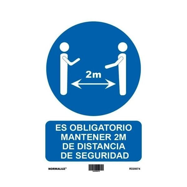 ARCHIVO 2000 SEÑAL "OBLIGATORIO MANTENER LA DISTANCIA DE SEGURIDAD 2M" 210X297 PVC AZUL Y BLANCO