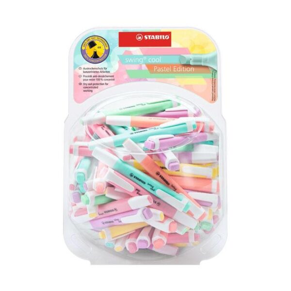 STABILO MARCADOR FLUORESCENTE SWING COOL PASTEL 6 COLORES SURTIDOS BOMBONERA 100 UD