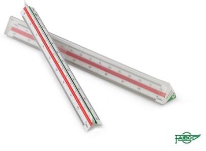 FAIBO REGLA ESCALA DE REDUCCIÓN 30CM - ESCALÍMETRO (1:100, 1:200, 1:250, 1:300, 1:400, 1:500)