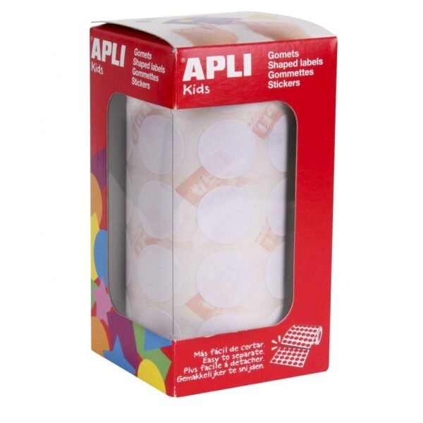APLI GOMETS REDONDOS 20MM ROLLO BLANCOS