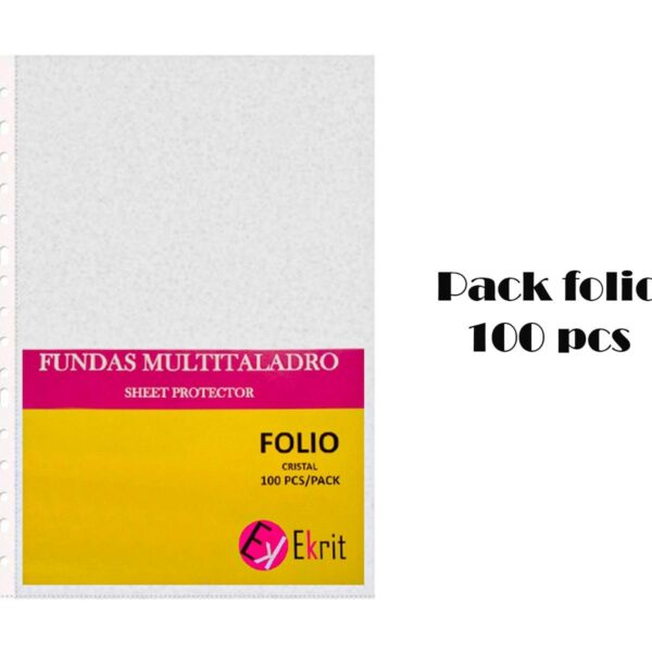 EKRIT FUNDAS MULTITALADRO 16 PP CRISTAL FOLIO 80 MICRAS - BOLSA 100U-