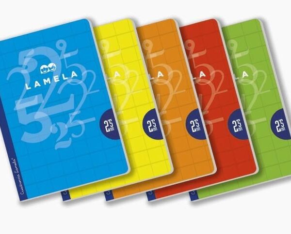 LAMELA LIBRETA GRAPADA 50H A4 90GR CUADROVÍA 2,5MM C/MARGEN C/SURTIDOS BÁSICOS -5U-