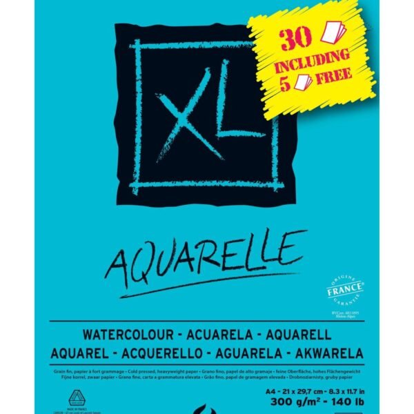 CANSON BLOC ACUARELA AQUARELLE FINO XL ESPIRAL 25 + 5(GRATIS) HOJAS 300GR 21X29,7CM -