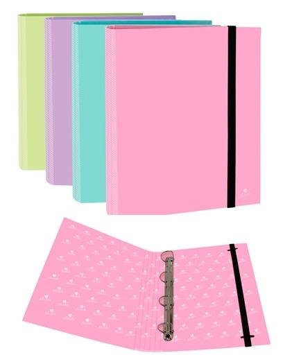 MARIOLA CARPETA ANILLAS MIXTAS 4X40MM C/GOMA FOLIO CARTÓN FORRADO SURTIDOS PASTEL