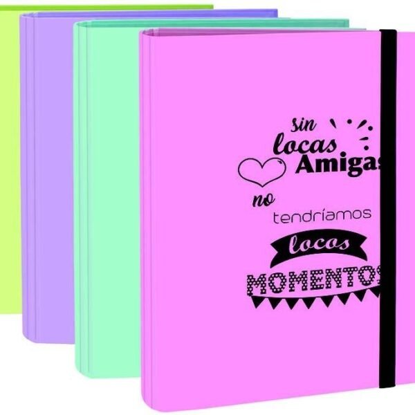 MARIOLA CARPETA ANILLAS MIXTAS 4X40 CARTÓN FORRADO PLASTIFICADO C/FRASES FOLIO SURTIDOS PASTEL