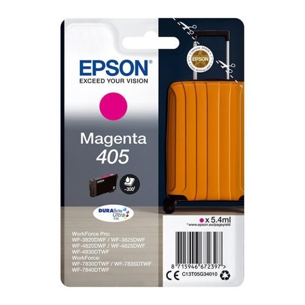 EPSON TINTA MAGENTA WORKFORCE PRO WF-3820DWF, 3825DWF, 4820DWF, 4825DWF, 4830DTWF, 7830DTWF, 7835DTWF, 7840DTWF - Nº 405