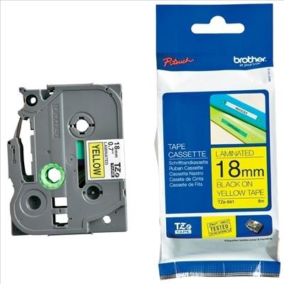 BROTHER CINTA ROTULADORA LAMINADA SUPER ADESHIVA TEXTO NEGRO SOBRE AMARILLO - 18MMX8M