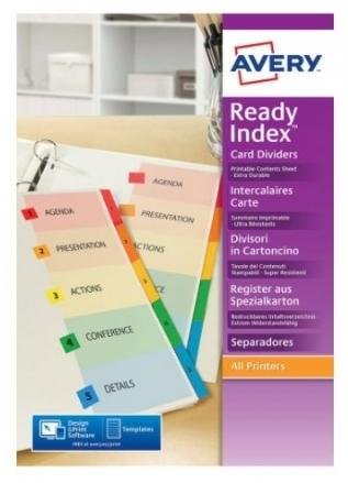 AVERY ÍNDICES SEPARADORES 12 PESTAÑAS PERSONALIZADAS INDEX MAKER 222X297MM ENUMERADOS 1-12 COLORES