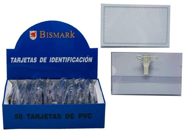 BISMARK TARJETA DE IDENTIFICACIÓN HORIZONTAL PVC 57X90 MM CON PINZA -50U-