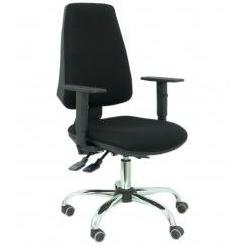 PIQUERAS Y CRESPO SILLA OFICINA ERGONOMICA S24 ASINCRO REGULABLE TAPIZADO BALI MOD. ELCHE BRAZOS REGULABLES NEGRO (RUEDAS PARQUET)